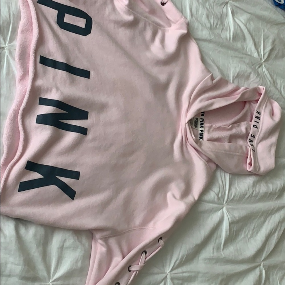 Pink crop top hoodie